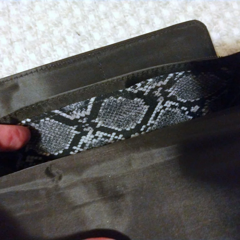 Nicole Miller Black Studded Cutout Trifold Wallet Boho Glam Y2K Edgy Boho Glam